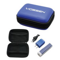 Blue Travel Kit with UL 2,200mAh Listed Power Bank & UL Listed Wall Charger